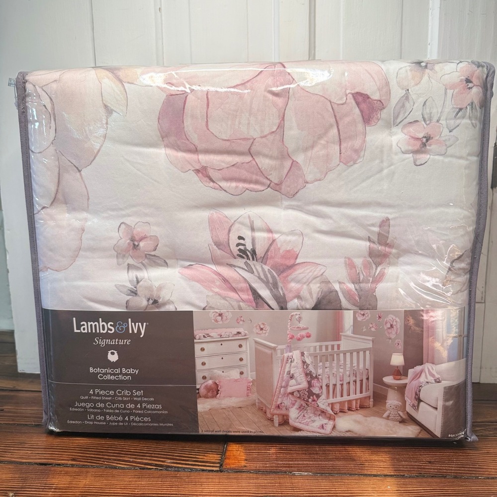 Lambs & Ivy Signature Botanical Baby
4 Piece Crib Bedding Set Pink Floral NEW - Picture 1 of 7